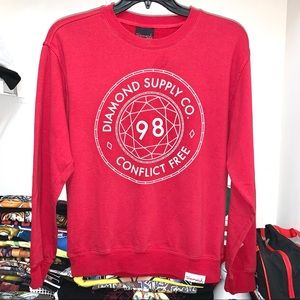 Diamond Supply Co Red White 98 Conflict Free Crewneck Sweatshirt Medium